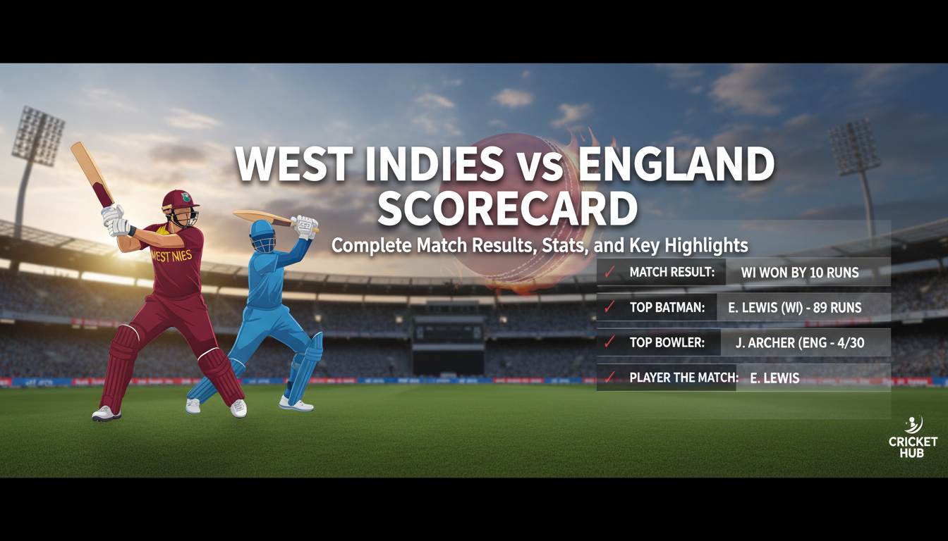 West Indies vs England Scorecard: Complete Match Results, Stats, and Key Highlights