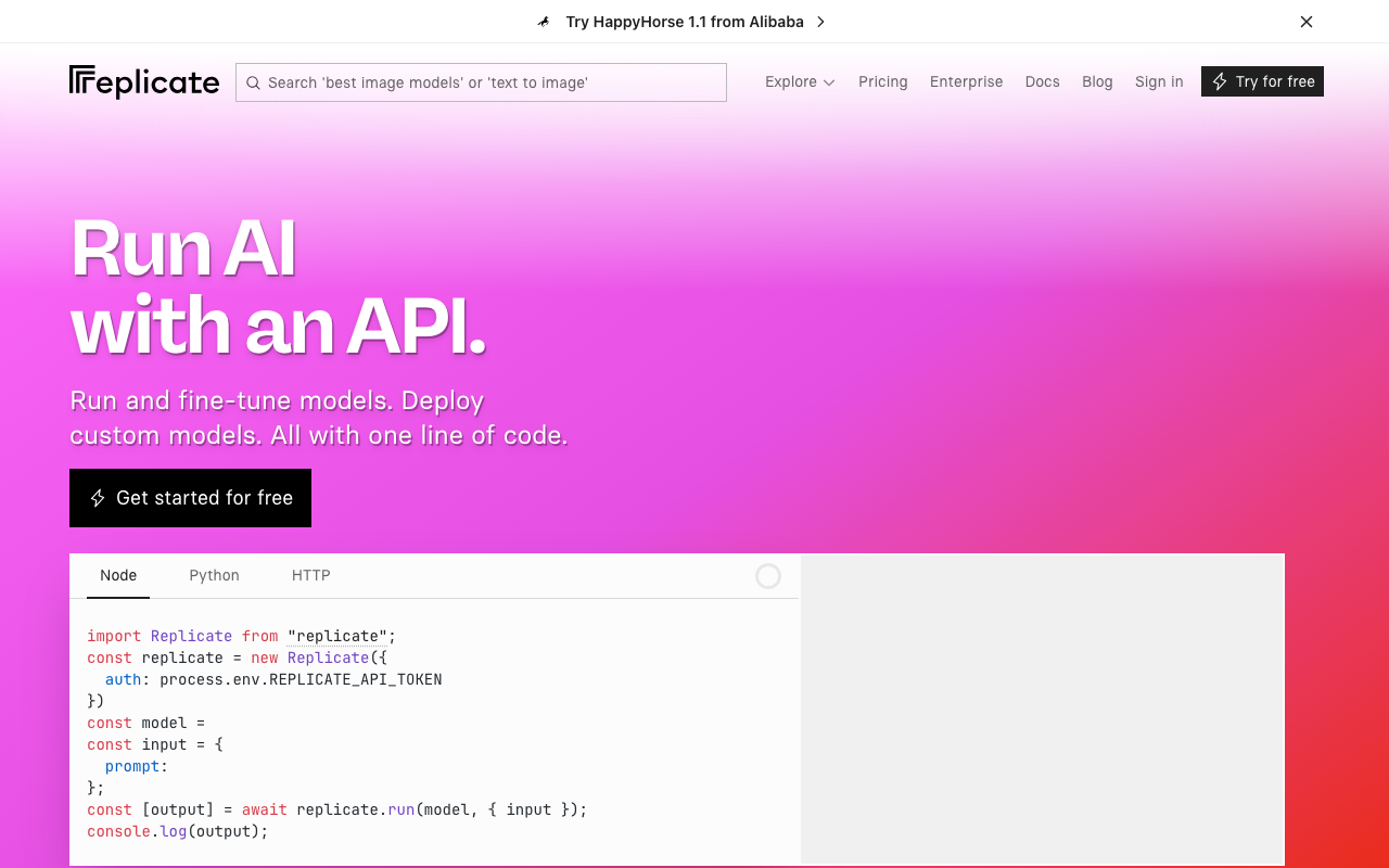 Replicate screenshot