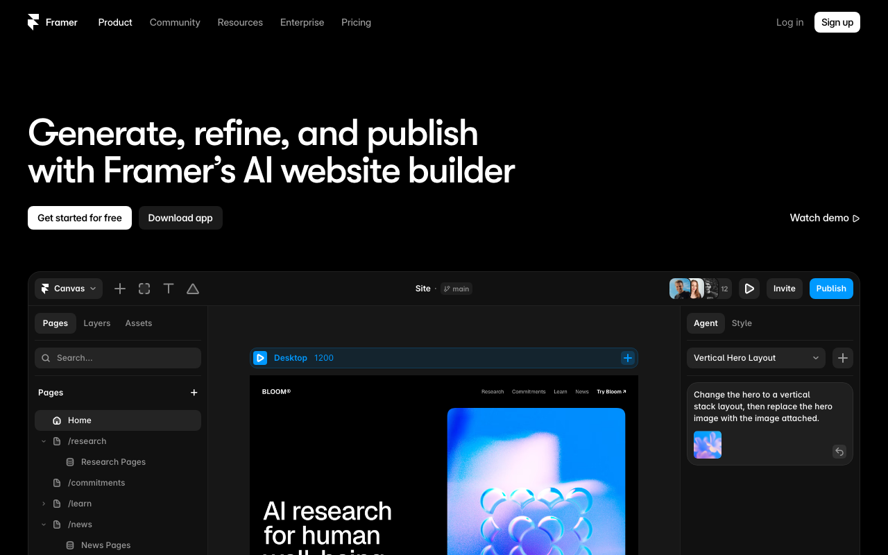 Framer AI screenshot