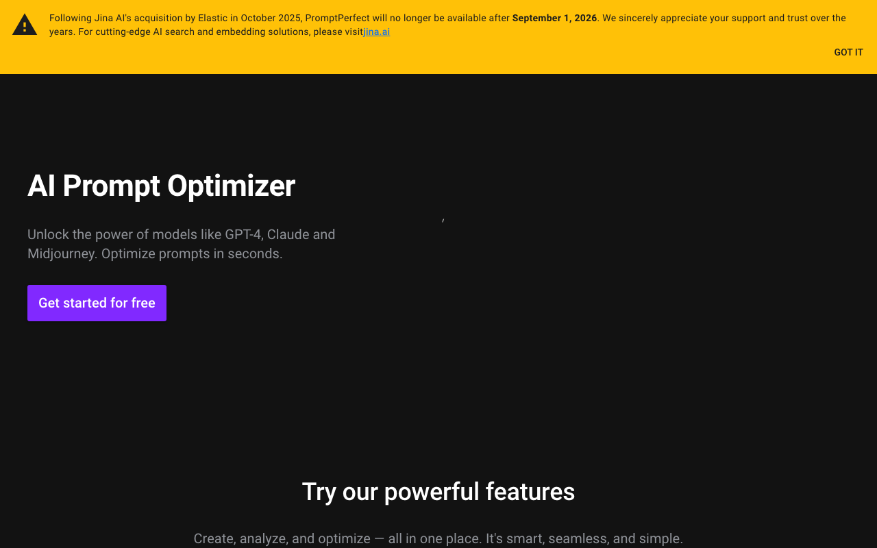 PromptPerfect screenshot