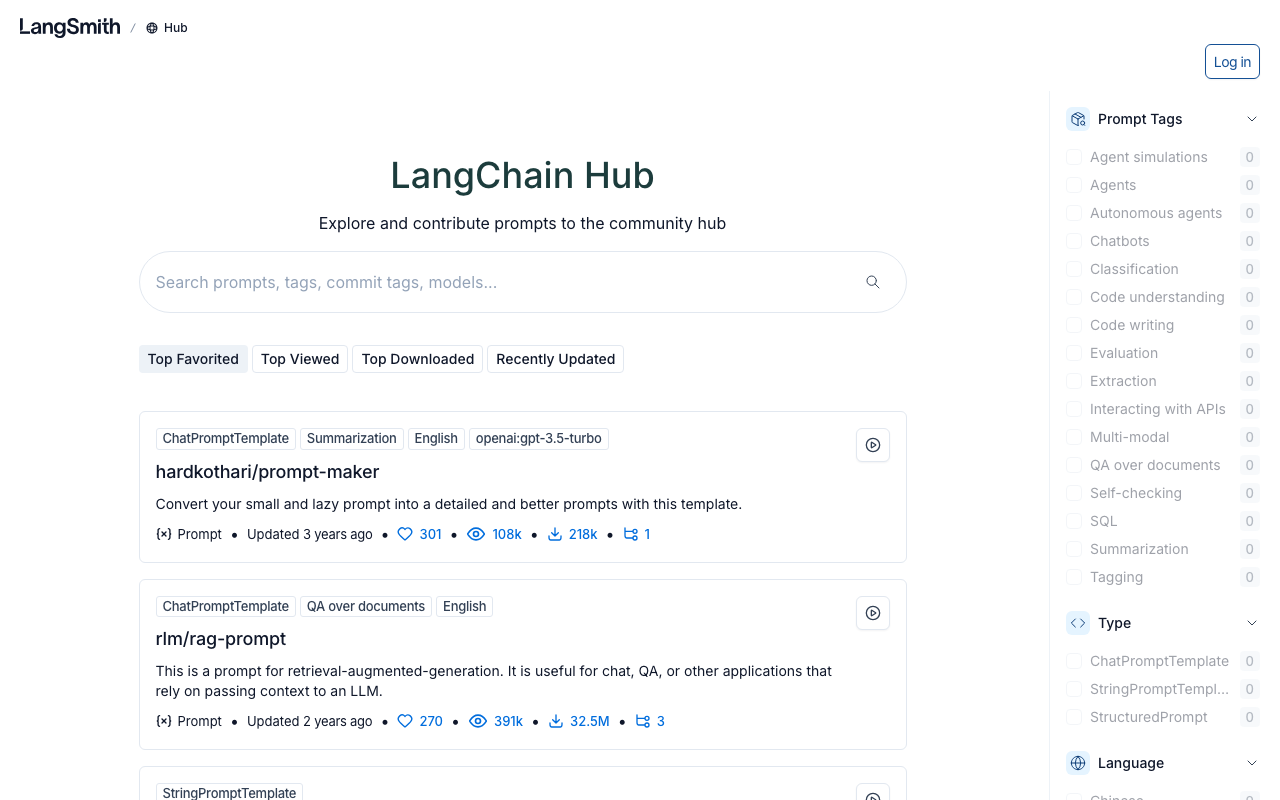 LangChain Hub screenshot