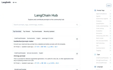 LangChain Hub screenshot