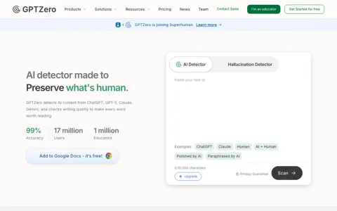 GPTZero screenshot