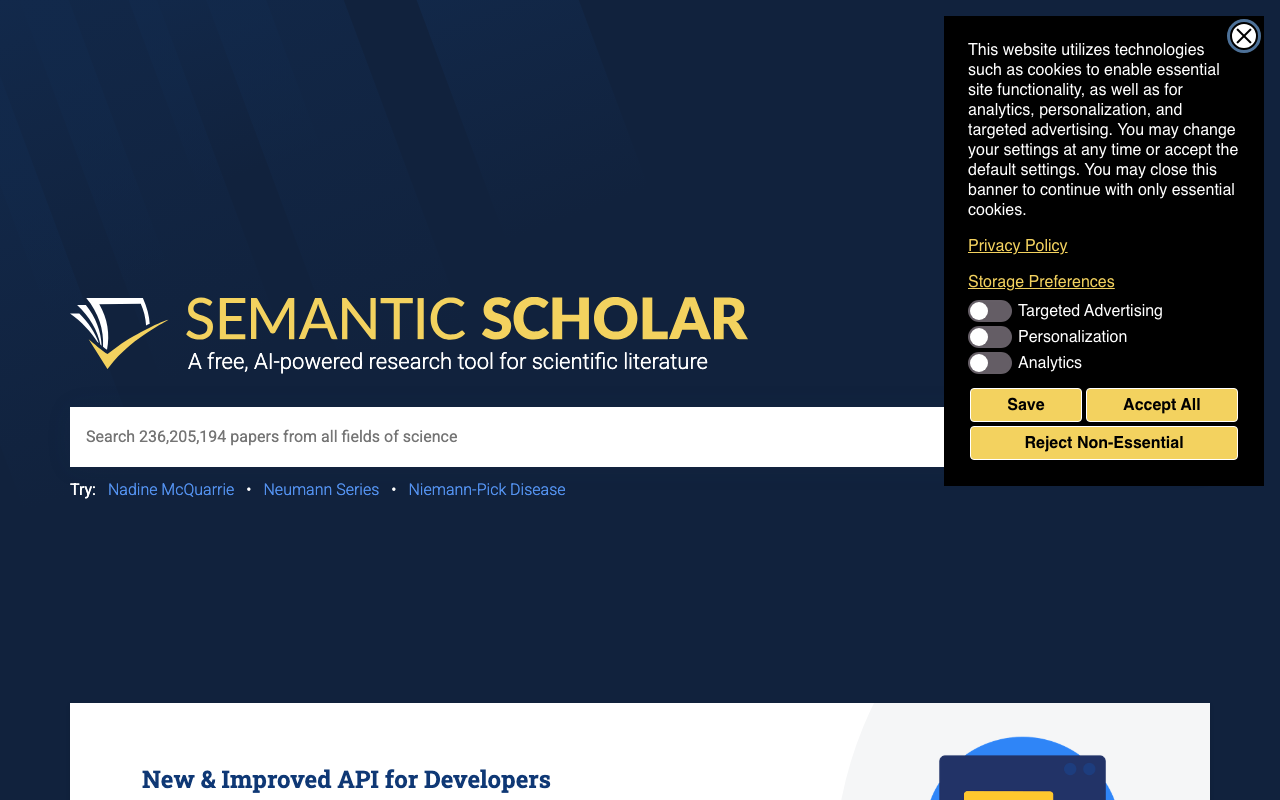 Semantic Scholar screenshot