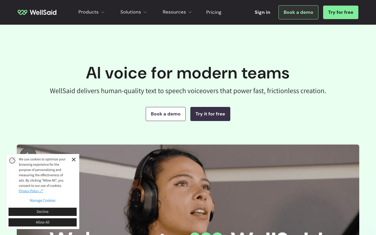 WellSaid Labs screenshot