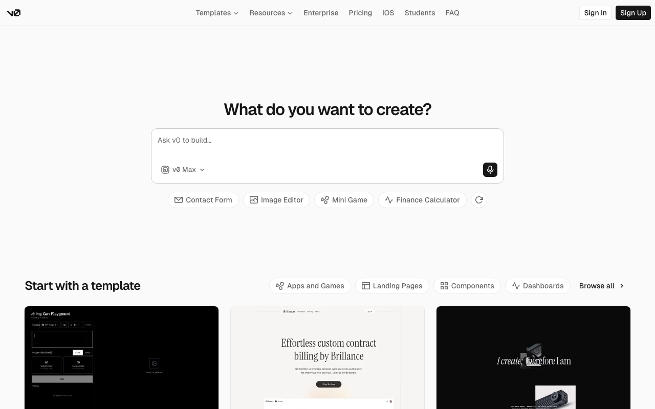 v0 screenshot