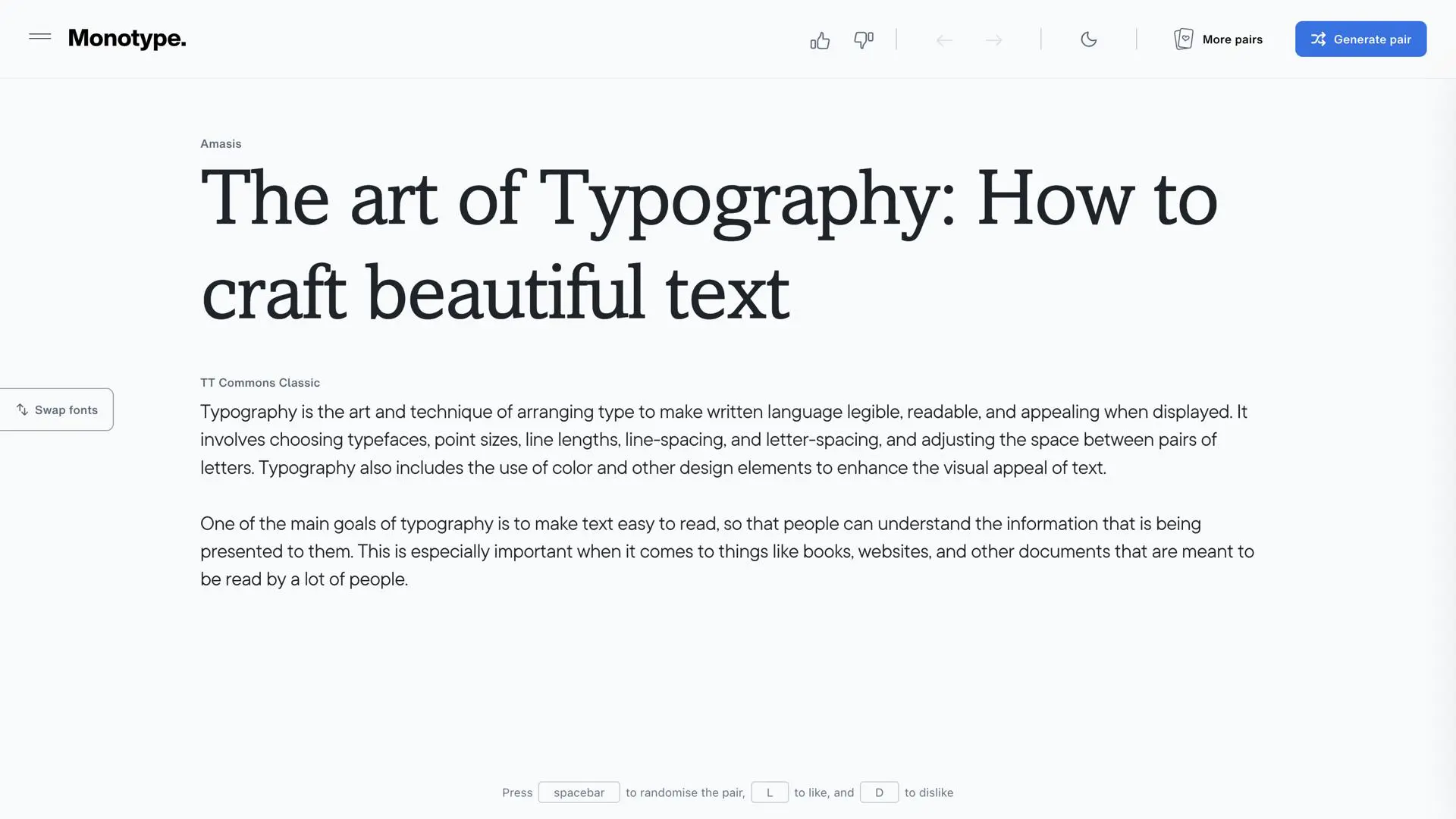 Font Pairing Generator