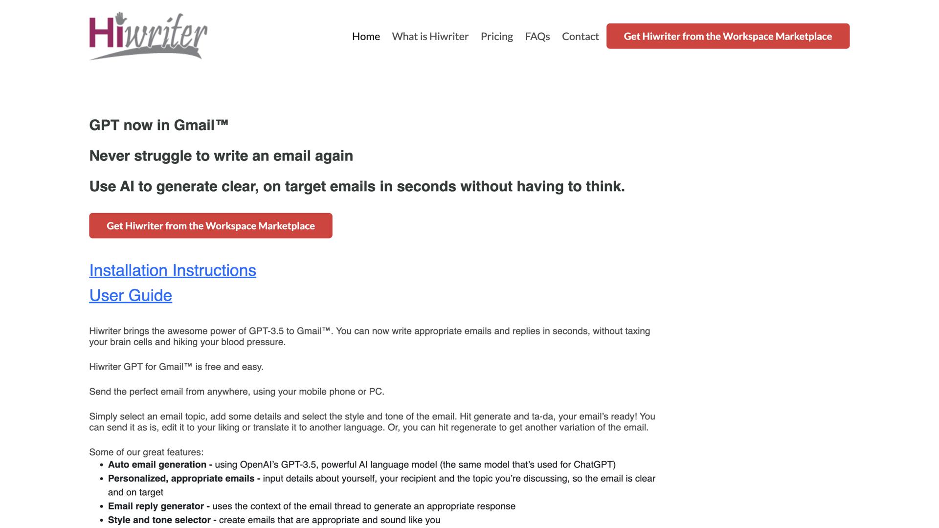Hiwriter Gpt For Gmail